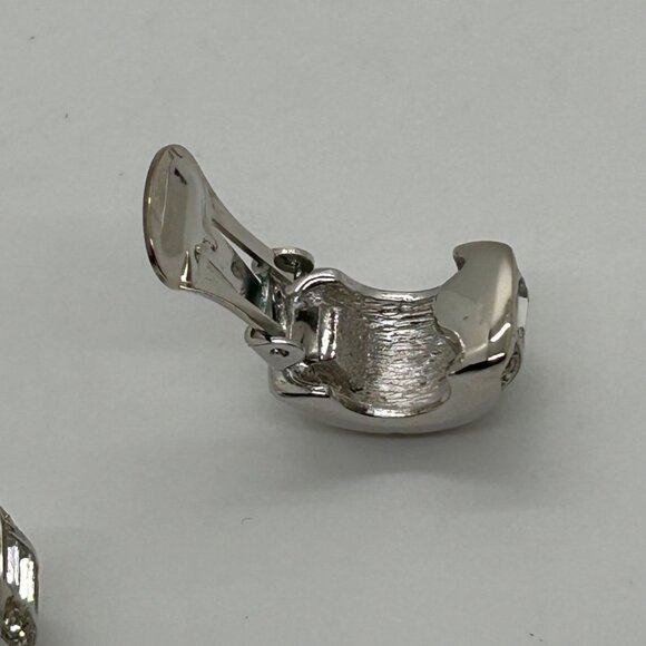 Christian Dior Vintage Clip-On Earrings With Rhinestones & Silver-Tone Metal - Picture 7 of 16